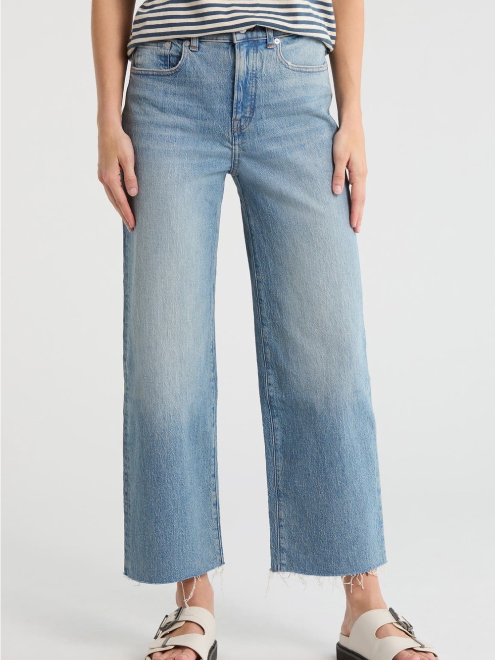 Madewell The Perfect Vintage Wide Leg Crop Jeans - Raw Hem